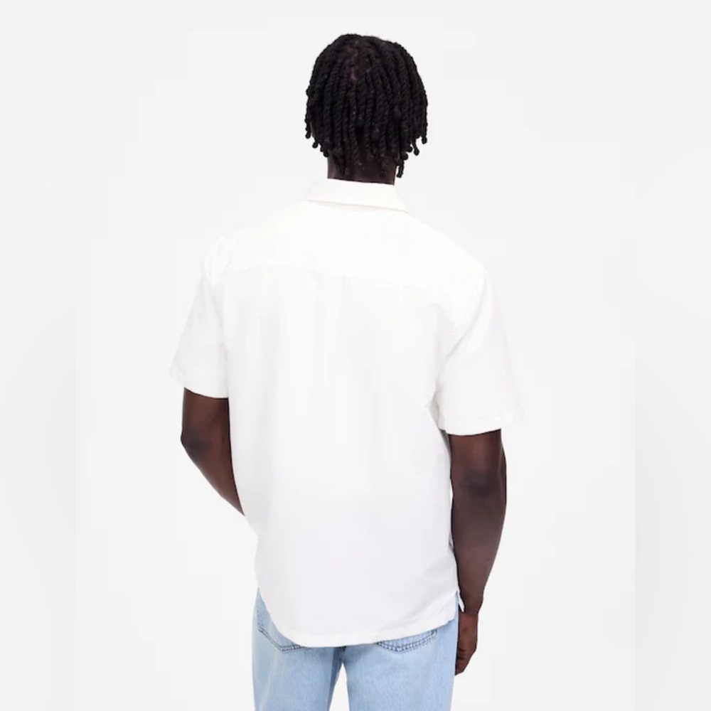 Madewell Men's Button Up Short Sleeve Shirt Cotton Linen Blend White NWT Size XS - Picture 3 of 8